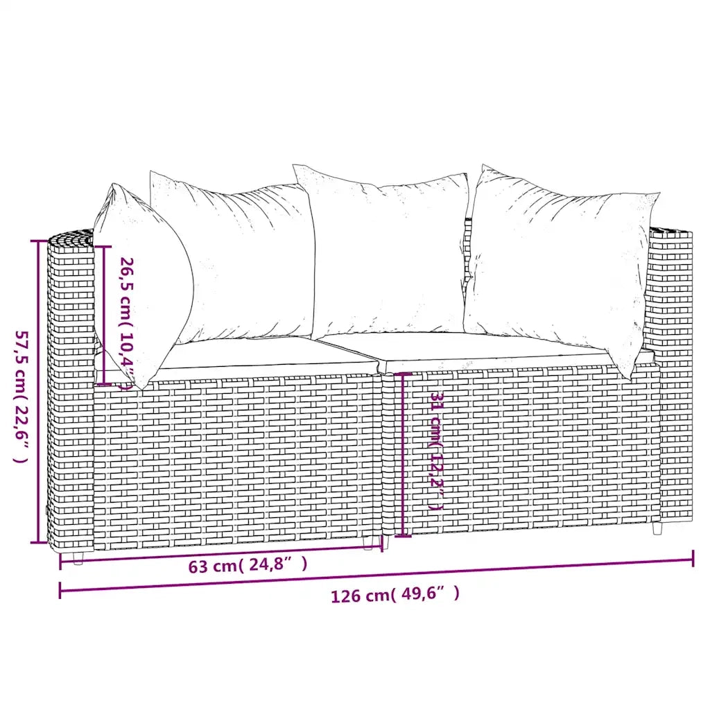Divani Angolari da Giardino con Cuscini 2pz Polyrattan Marrone 319758