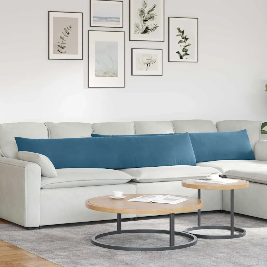 Cuscini da Divano 2 pz-Set di 2 Cuscini per Sofa Blu 200 x 40 cm Tessuto in Cords 730919