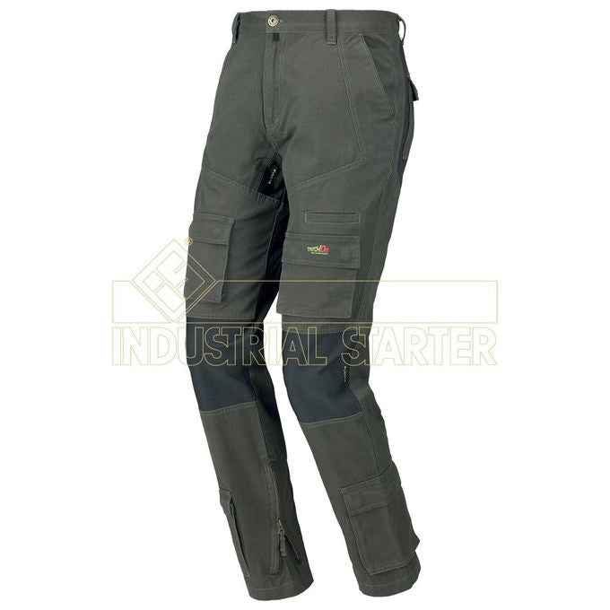 Issaline 8738 STRETCH ON Pantalone da Lavoro Multitasca 100% Cotone Canvas con Inserti Stretch Regolabile con Elastico e Bottoni colore Grigio e Antracite