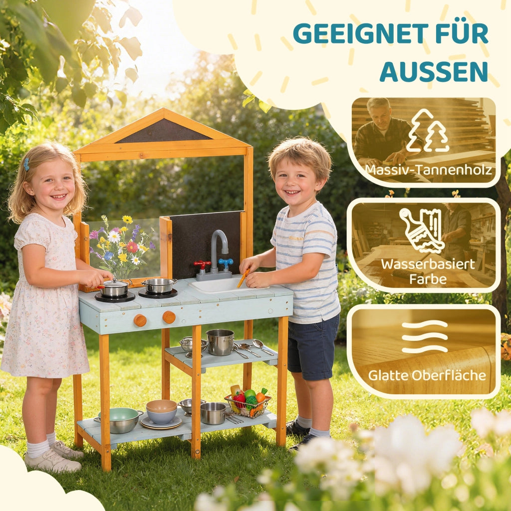 Cucina da gioco per bambini in legno ¨C zephmum ¨C blu chiaro