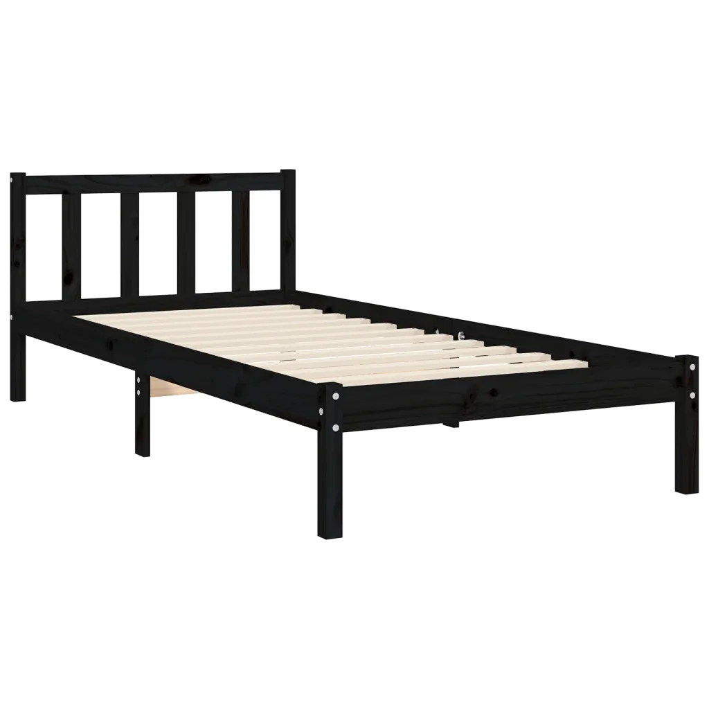 Giroletto con Testiera Nero Small Single in Legno Massello 3192000