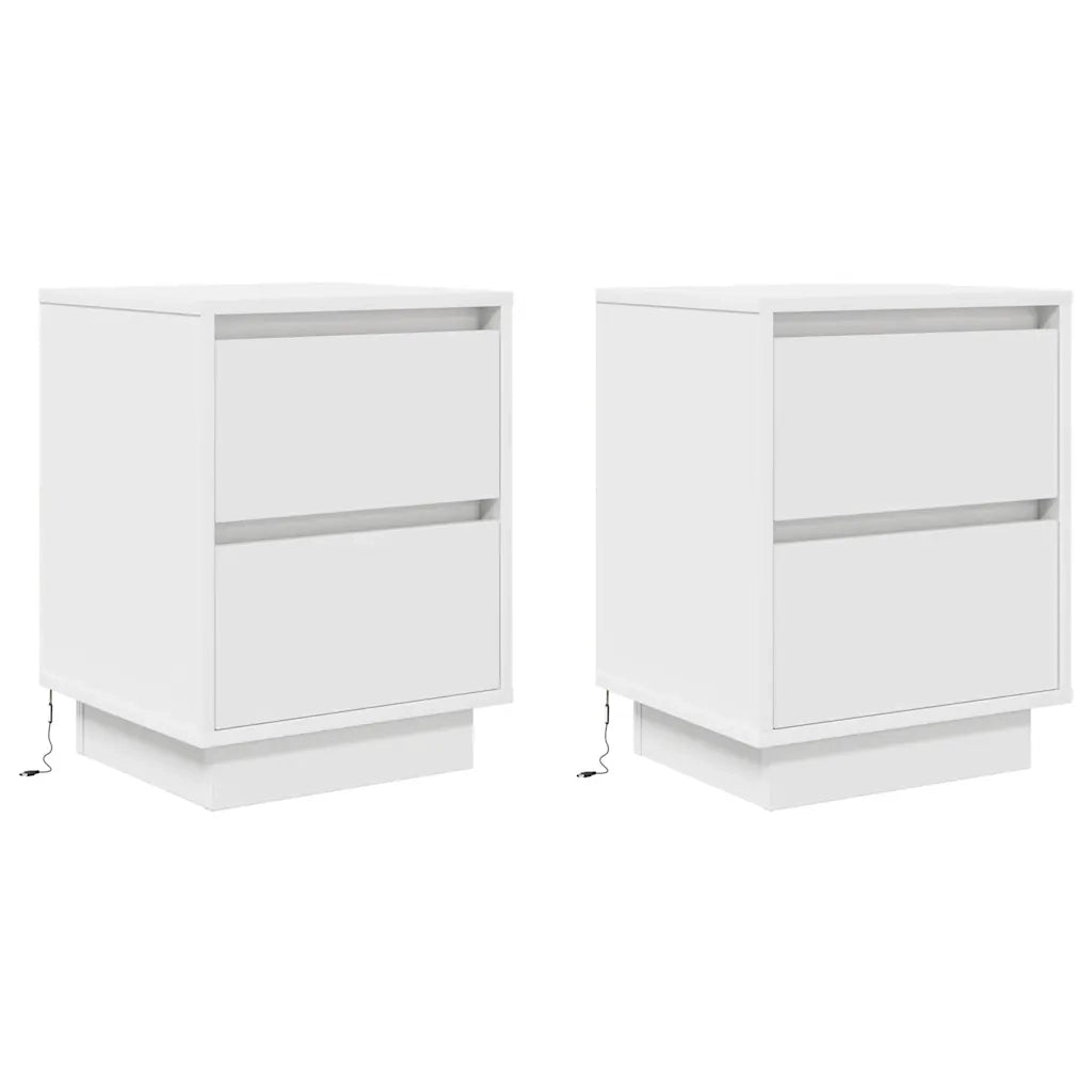 Comodini con Luci a LED 2 pz Bianco 38x34x50 cm 861284