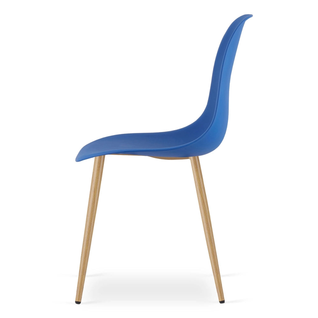 Set di 2 sedie moderne WAT blu con gambe effetto legno
