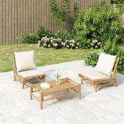 Sedie da Giardino 2 pz con Cuscini Bianco Crema in Bambù 363455