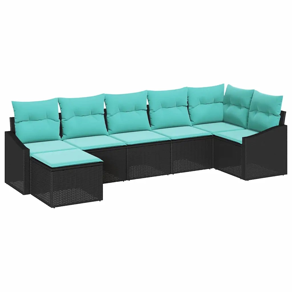 Set di divani con cuscino 7 pcs Nero polyrattan 3346816