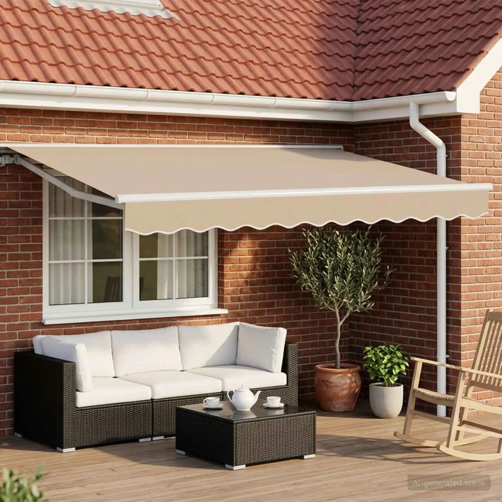 Cornice per Tenda Manuale con LED Beige e Bianco 3,5 x 2,5 m 3420604
