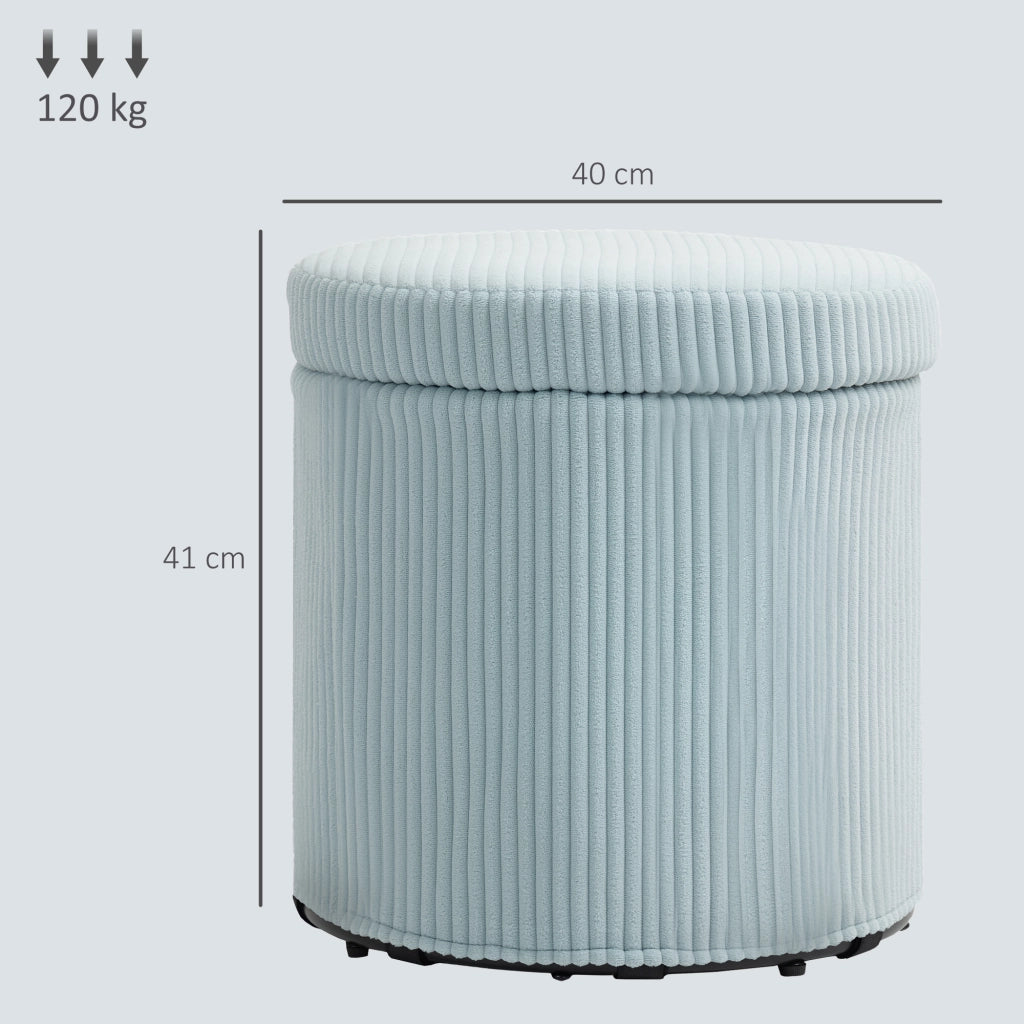 Pouf contenitore rotondo ¨C Xylo ¨C Velluto blu chiaro ?40x41cm