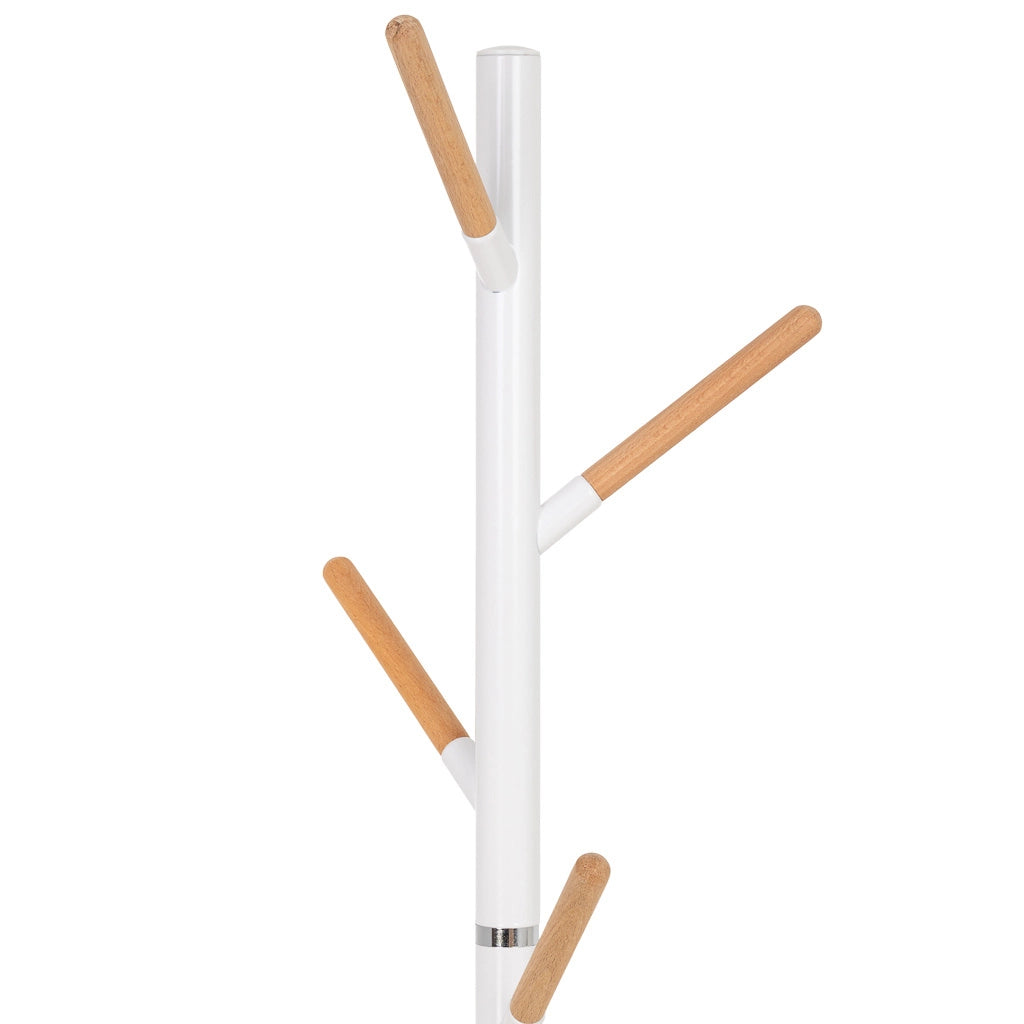 Perchero de metal y madera blanco 175h cm