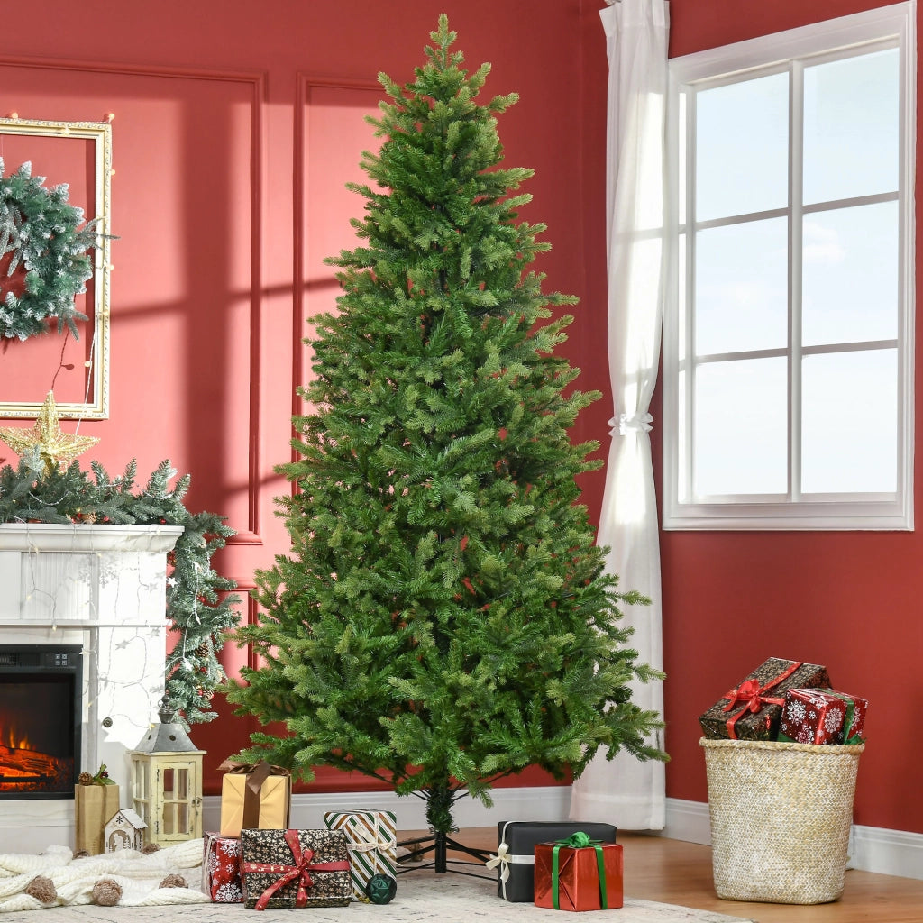 Albero di Natale Artificiale e Ignifugo per Interni con 2056 Rami e Base in Metallo, ?124x228 cm, Verde