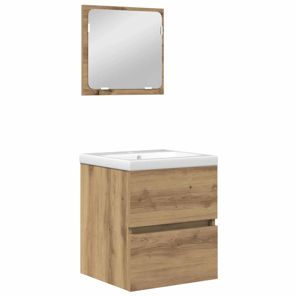 Set di mobili per il bagno 2 pcs Rovere Artigiano e Bianco