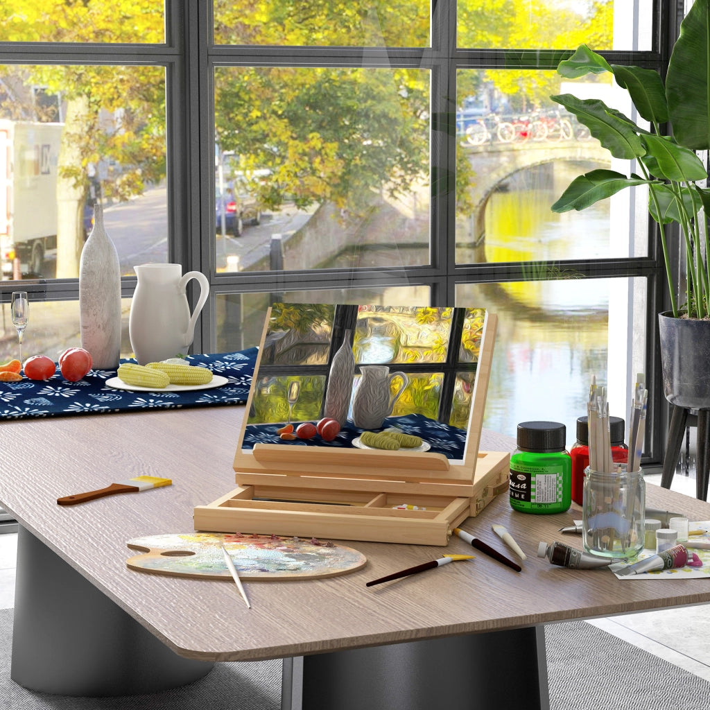 Tavolino da caff¨¨ con cassetto e ripiani ¨C zephmum ¨C legno massello naturale 60x40x60