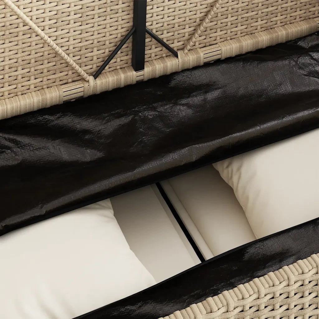 Panca da Giardino con Cuscini Beige in Polyrattan 365774