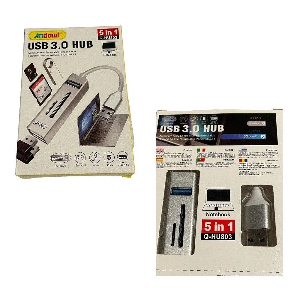 Trade Shop - Hub Usb 3.0 5 In 1 Lettore Di Memorie Pendrive Usb Computer Pc Notebook Q-hu803 -