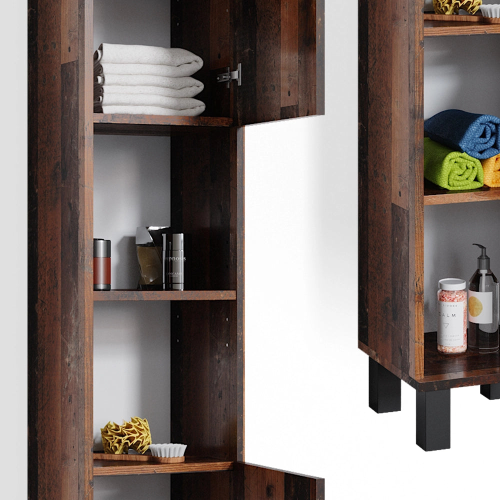 Vicco Set mobili bagno Rovere rustico 3 parti, con colonna