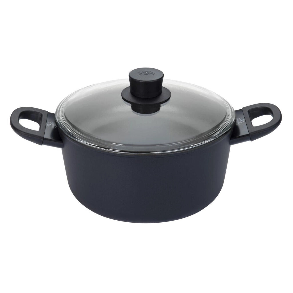 Ballarini 75002-921-0 Pentola con Coperchio in Vetro Alluminio Antiaderente 3 Strati Adatta Induzione e Gas colore Nero