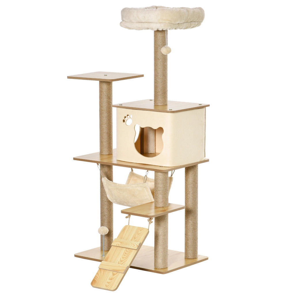 Albero tiragraffi per gatti con piattaforme e posti ¨C Minimal ¨C 130 cm beige