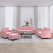 Set di Divani 4 pz con Cuscini Rosa in Velluto 3201967