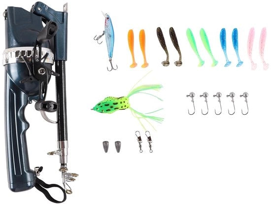 Attrezzo da Pesca Telescopico Opportuno - Hengel con Mulinello - Peso Leggero - 21 Viti da Pesca - Adatto per Acqua Salata e Dolce - Manico Ergonomico