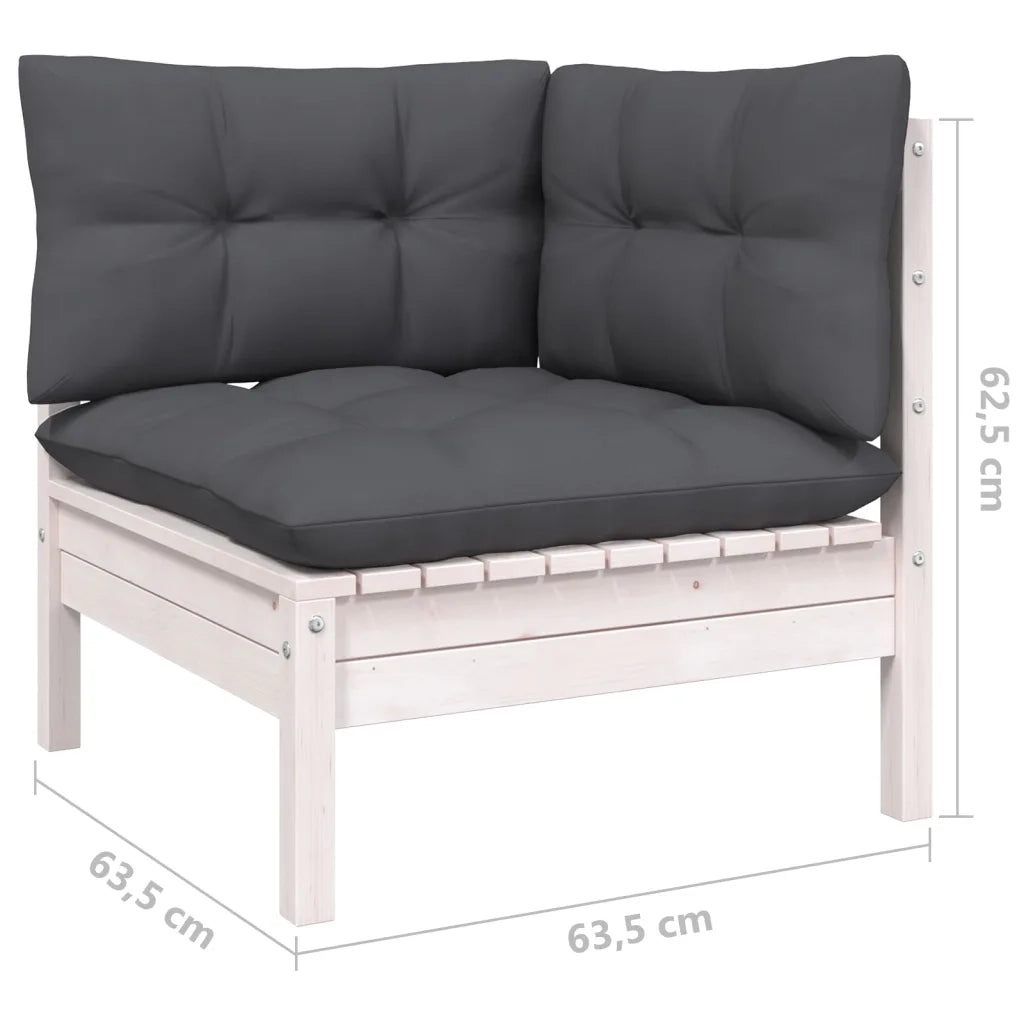 Set Divani da Giardino 6 pz con Cuscini Bianchi Legno di Pino 3096317