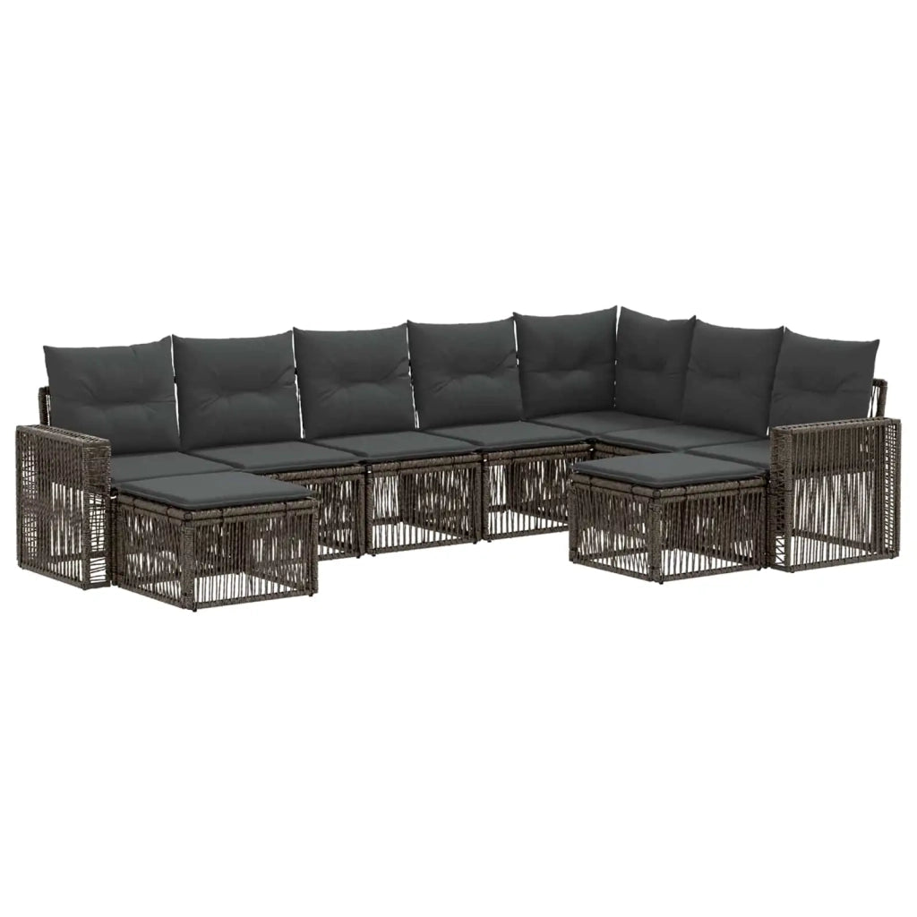 Set Divano da Giardino 9 pz Grigio e Grigio Scuro polyrattan 3435311