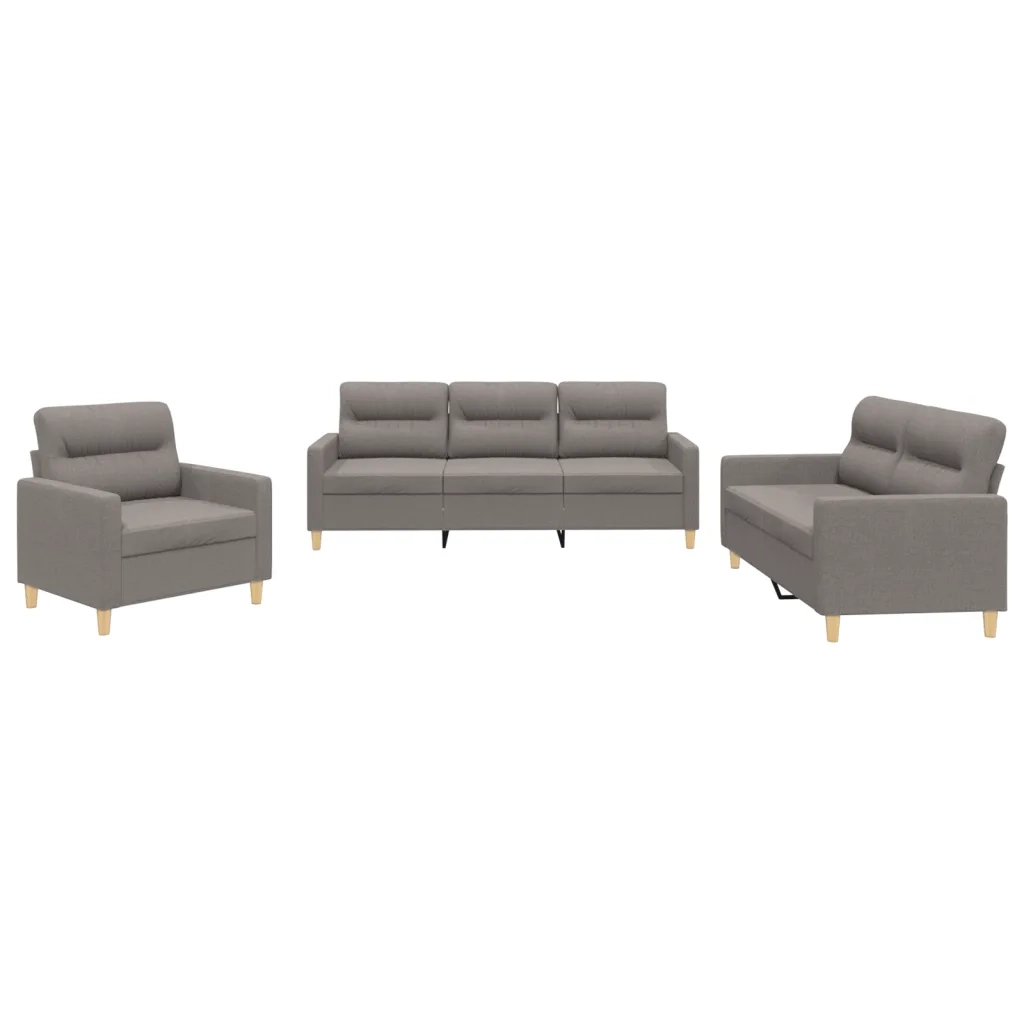 Set di Divani 3 pz con Cuscini Tortora in Tessuto 3201543