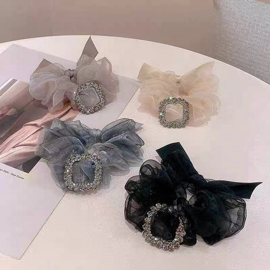 Accessorio per capelli in organza con pietre stucco, per donna