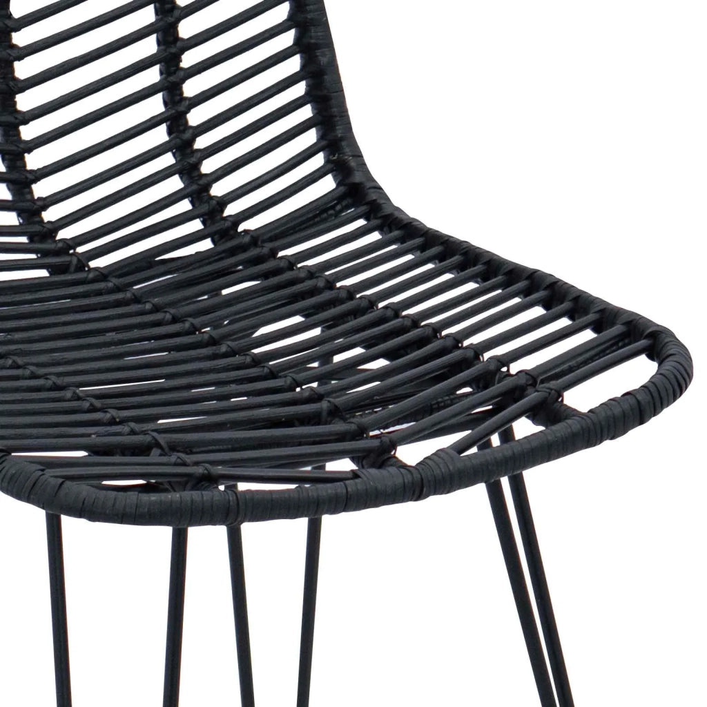 Sedia da Bar 2 pcs Nero 44,5 x 53 x 111 cm Rattan e Ferro 42011549