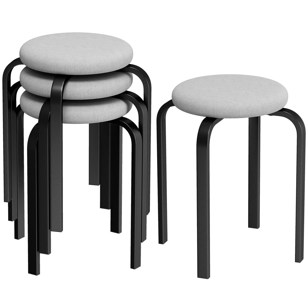 Sgabello Imbottito Rotondo Set 4 Pezzi ¨C Minimal ¨C Grigio