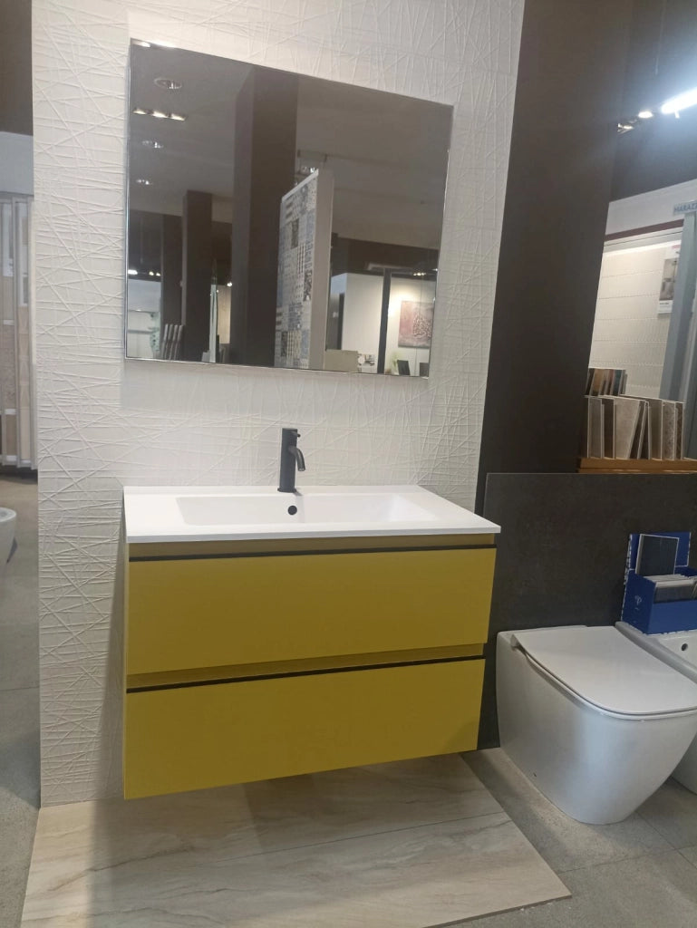 MOB.BAGNO  80CM SYSTEM 3J GIALLO BIKINI C/SPECCHIO + LAMP. - BLOB