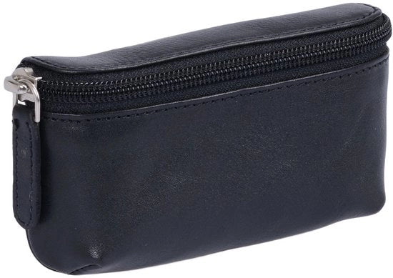 Portamonete in pelle vera, nero