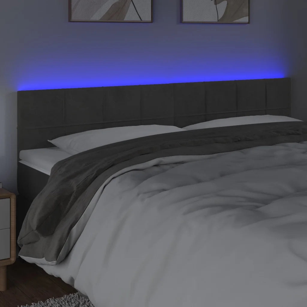 Testiera a LED Grigio Scuro 200x5x78/88 cm in Velluto 3121679