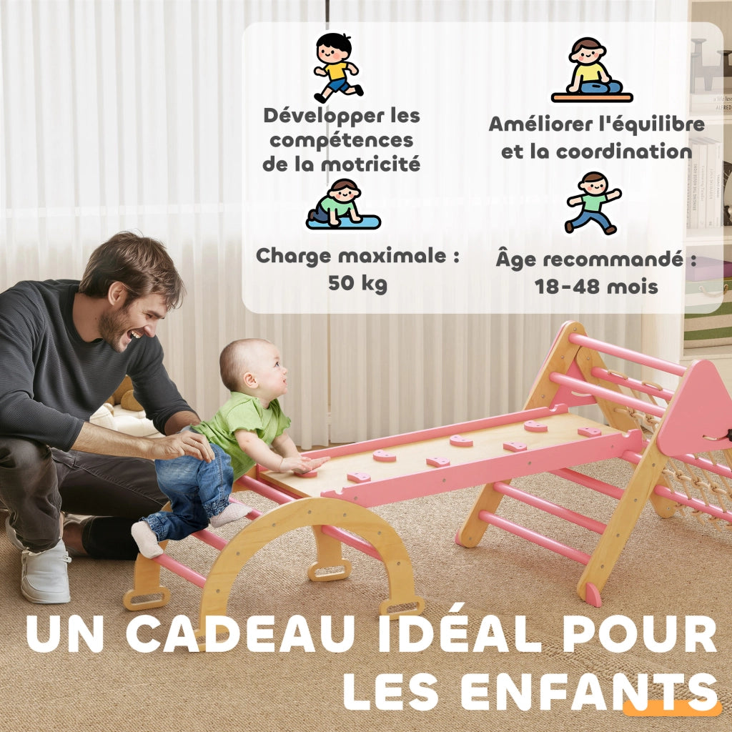 Letto a castello per bambini con scivolo e scala ¨C Minimal ¨C rosa