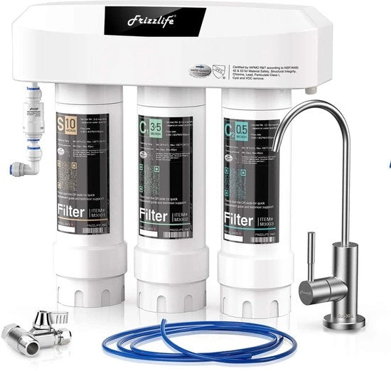 Filtro acqua sotto il lavandino con rubinetto - Rimuove il 99,99% di inquinanti come piombo e cloro