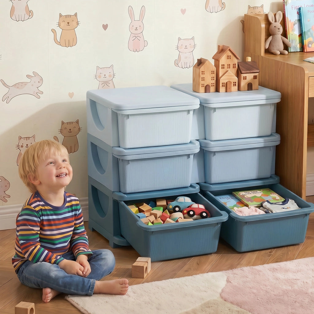 Cassettiera per bambini con 3 cassetti ¨C zephmum ¨C Blu