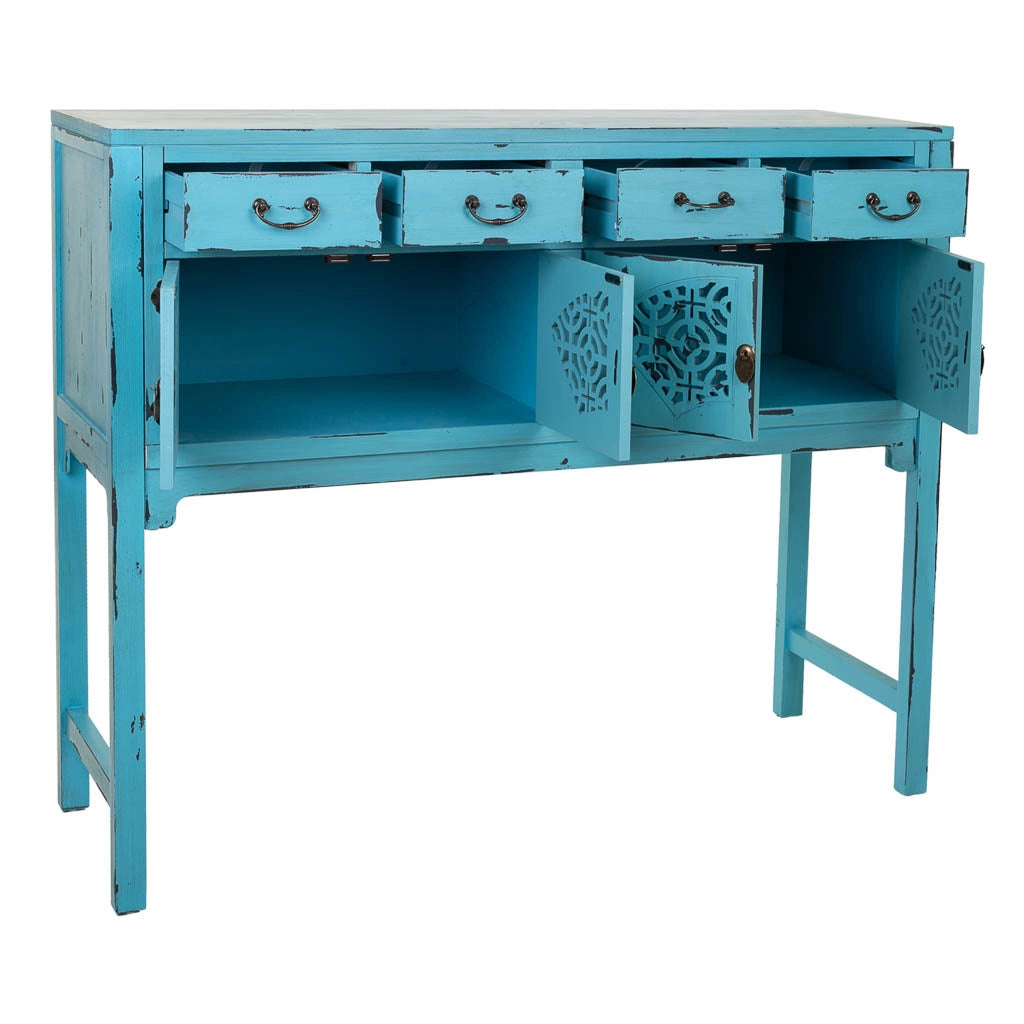 Mobile da ingresso in legno blu 120x40x102h