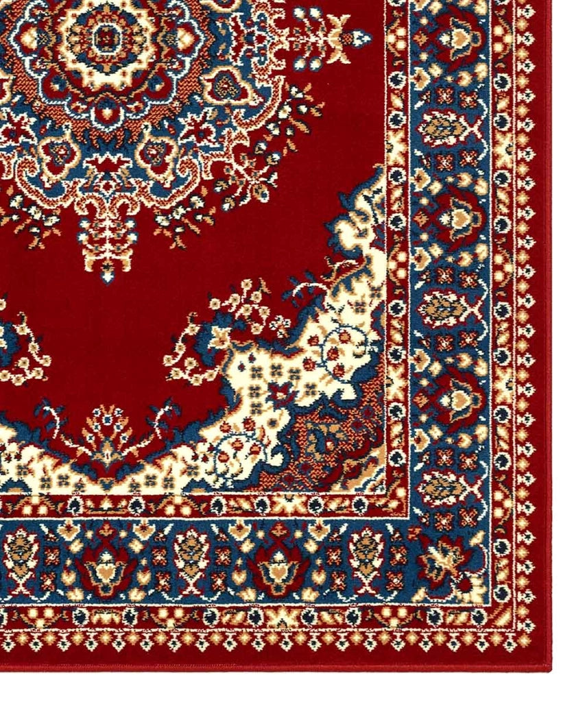 Tappeto P4480 rosso cm.140x200 disegno persiano medaglione tradizionale, economico resistente facile da pulire