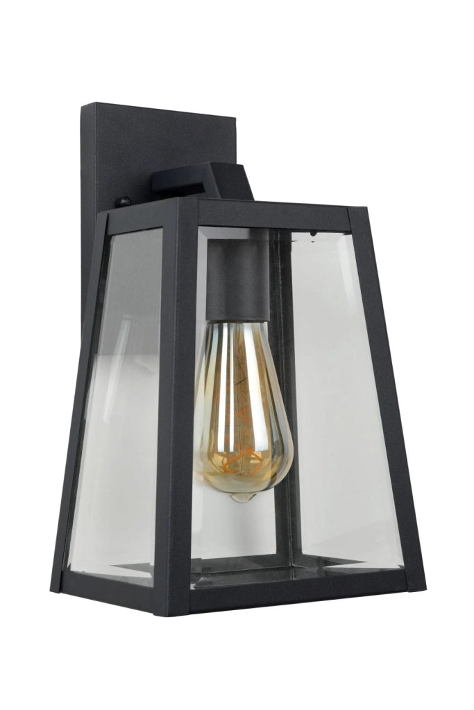 Applique esterna Lucide Matslot E27 60W nera vetro IP23