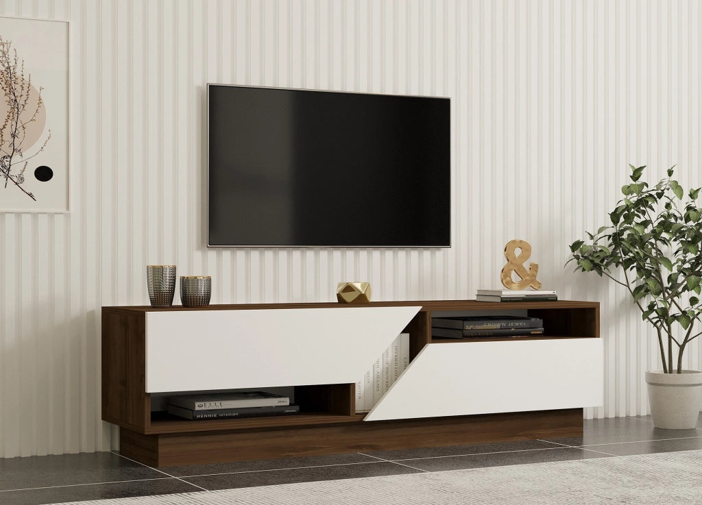 Spilinga, Mobile Porta tv 2 Ripiani, 160x40x45h cm Bianco