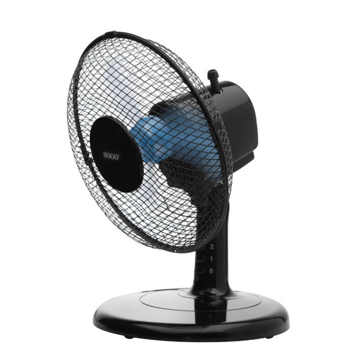 Ventilatore da tavolo 23 cm compatto, 2 velocità e oscillazione con inclinazione regolabile 18W per scrivania - Sogo