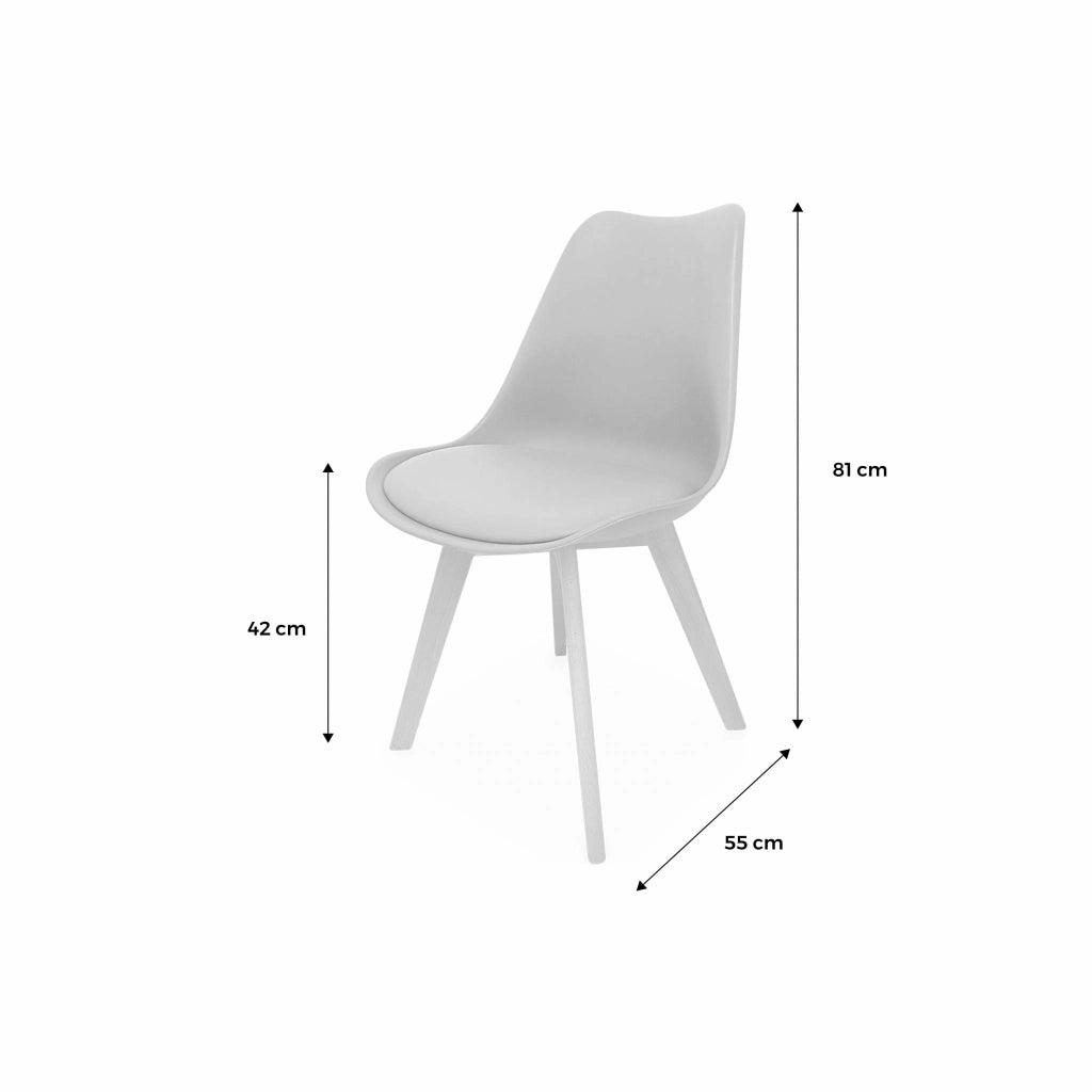 Set 4 sedie scandinave imbottite con gambe in legno , blu