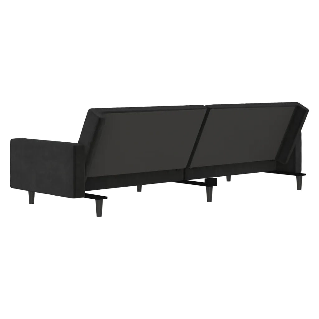 Divano Letto a 2 Posti-Sofa Letto 2 Posti-Daybed Nero in Velluto 377714