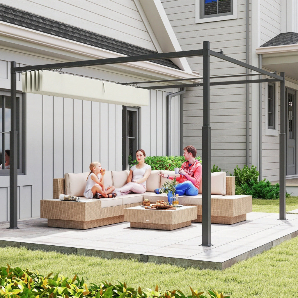Pergola da giardino ¨C Minimal ¨C 3x3 m, crema, metallo