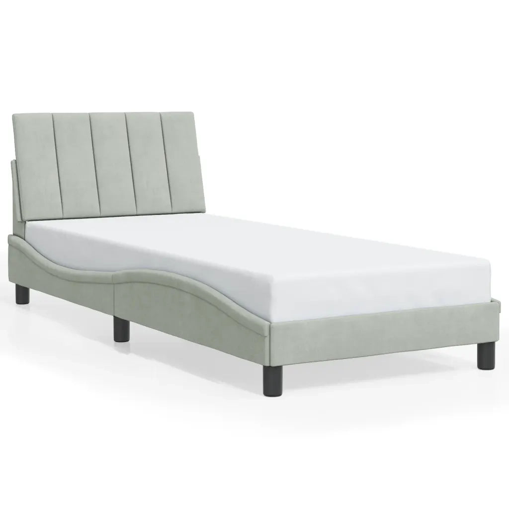 Giroletto con LED senza Materasso Hanko Grigio Chiaro 90x190 cm in Velluto