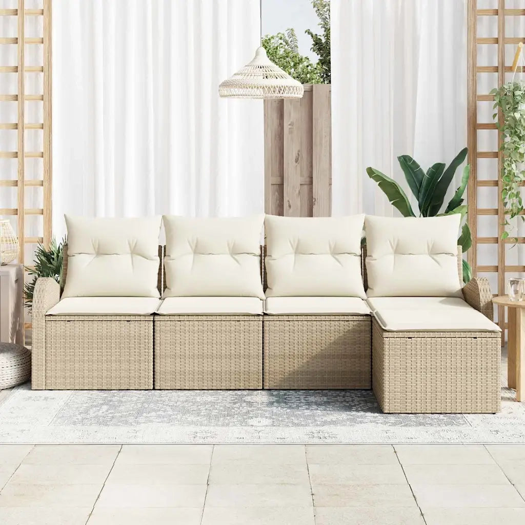 Set Divano da Giardino Beige polyrattan