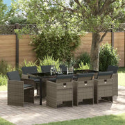 Set da Pranzo per Giardino con cuscino 9 pcs Grigio polyrattan 3379951