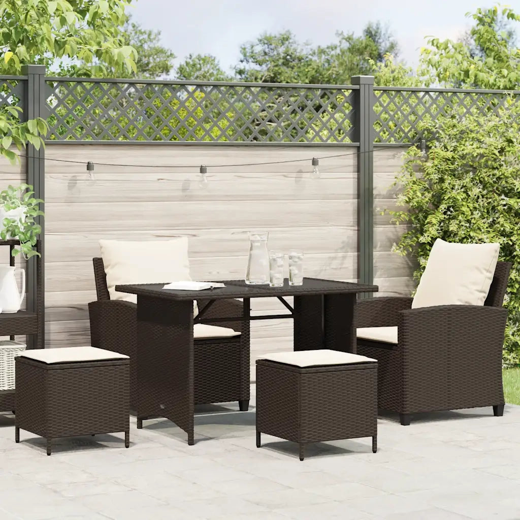 Set Divano da Giardino 4 pz con Cuscini Marrone in Polyrattan 4103864
