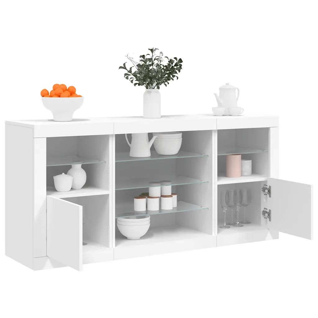Credenza con Luci LED Bianca 142,5x37x67 cm 3209086