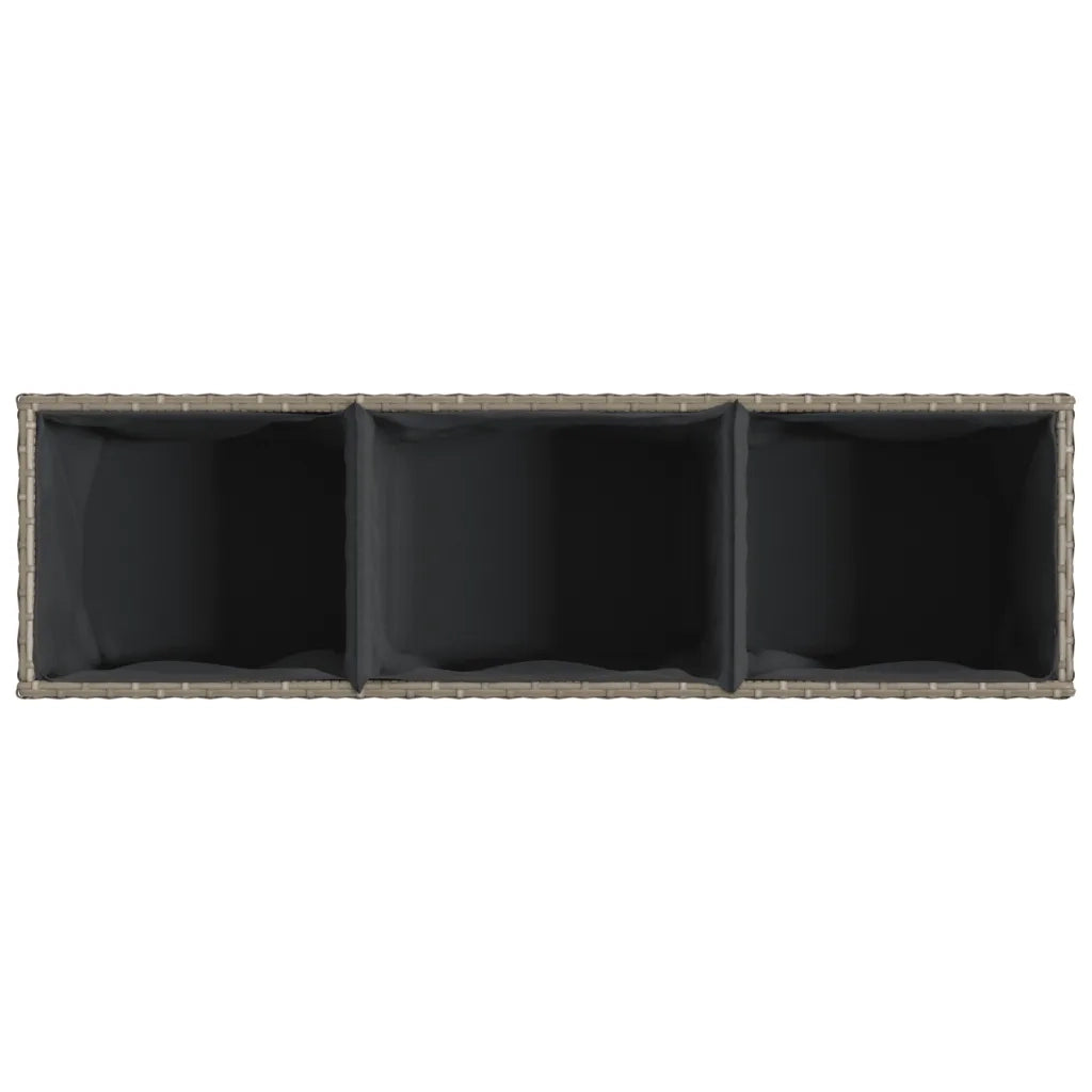 Fioriera | Cassetta per fiori | Vaso da Giardino con 3 Vasi Grigia 105x30x32 cm Polyrattan