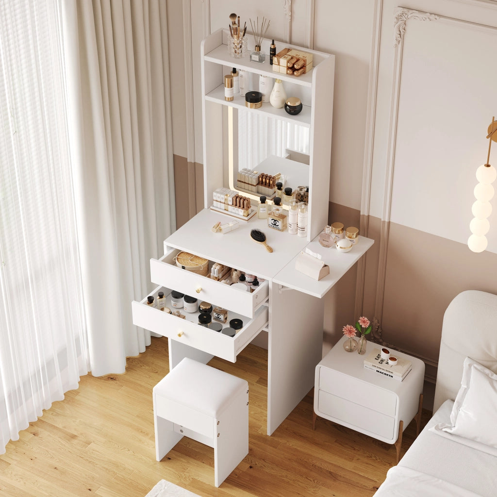 TOLETTA pieghevole con LED 75x45x156 cm MDF bianco