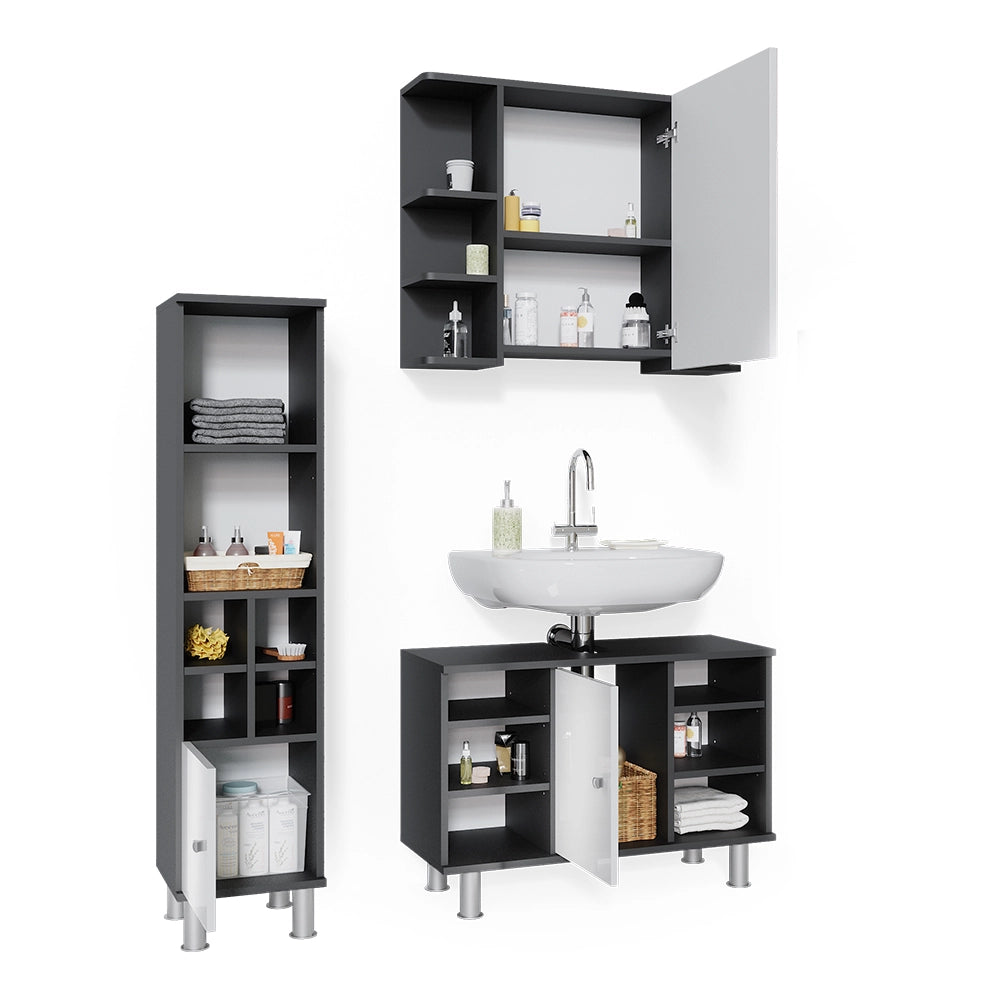 Vicco Set mobili bagno Antracite 3 parti